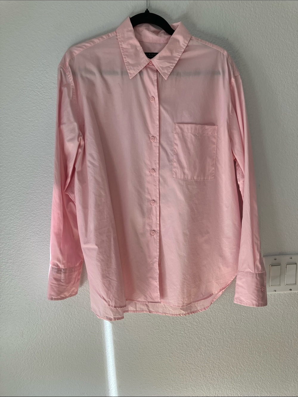 Rag & Bone Connie Poplin Peony Light Pink Button-Up Shirt - Picture 7 of 9